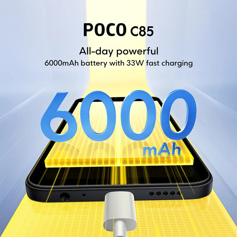 New POCO C85 Global Version NFC Smartphone MediaTek Helio G81-Ultra 6000mAh battery 6.9" 120Hz display 33W Charging 50MP Camera