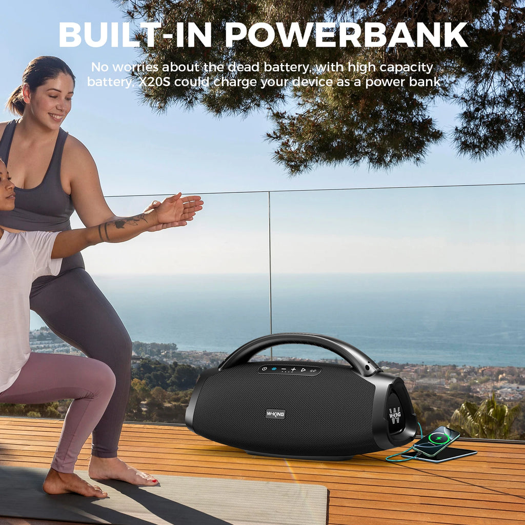 W-KING 140W RMS Portable Bluetooth Speakers,Massive Bass Party Boombox IPX7 Waterproof Speaker Large, Loud Outdoor Speaker