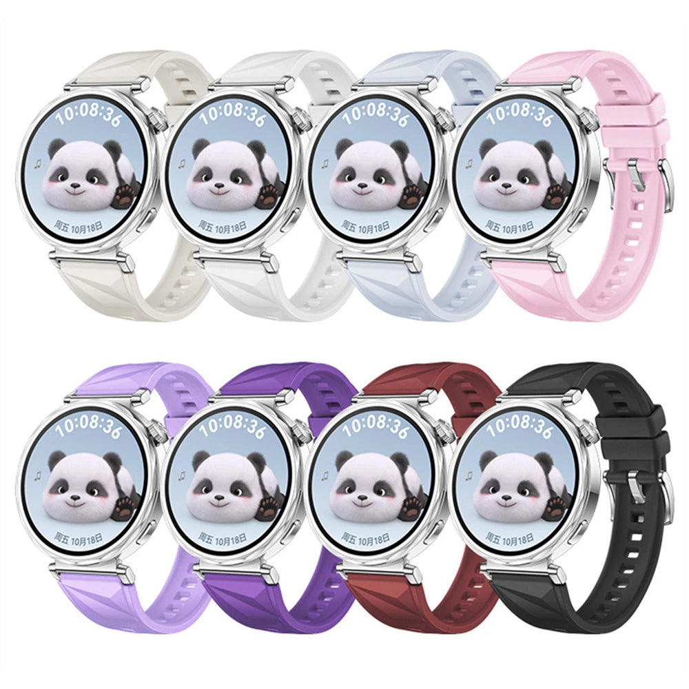 18mm Silicone Strap for Huawei Watch GT4 41MM / GT5 41MM / GT5 Pro 42MM Ice Crystal Pattern Silicone smart watch replacement wri