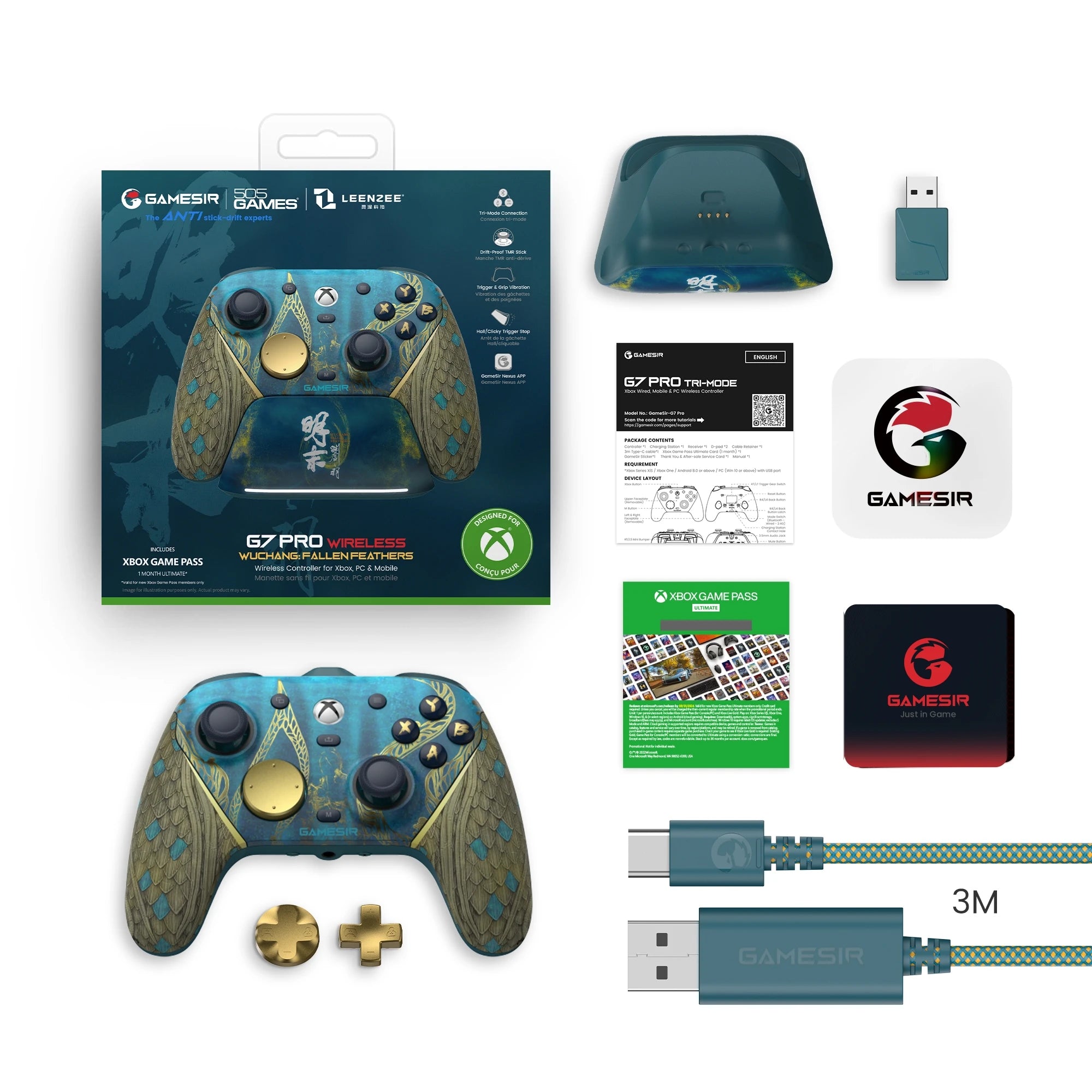 GameSir G7 Pro Wuchang Wireless Xbox Game Controller – Charging Dock, TMR Joytick, Hall Effect Trigger, Swappable Faceplate