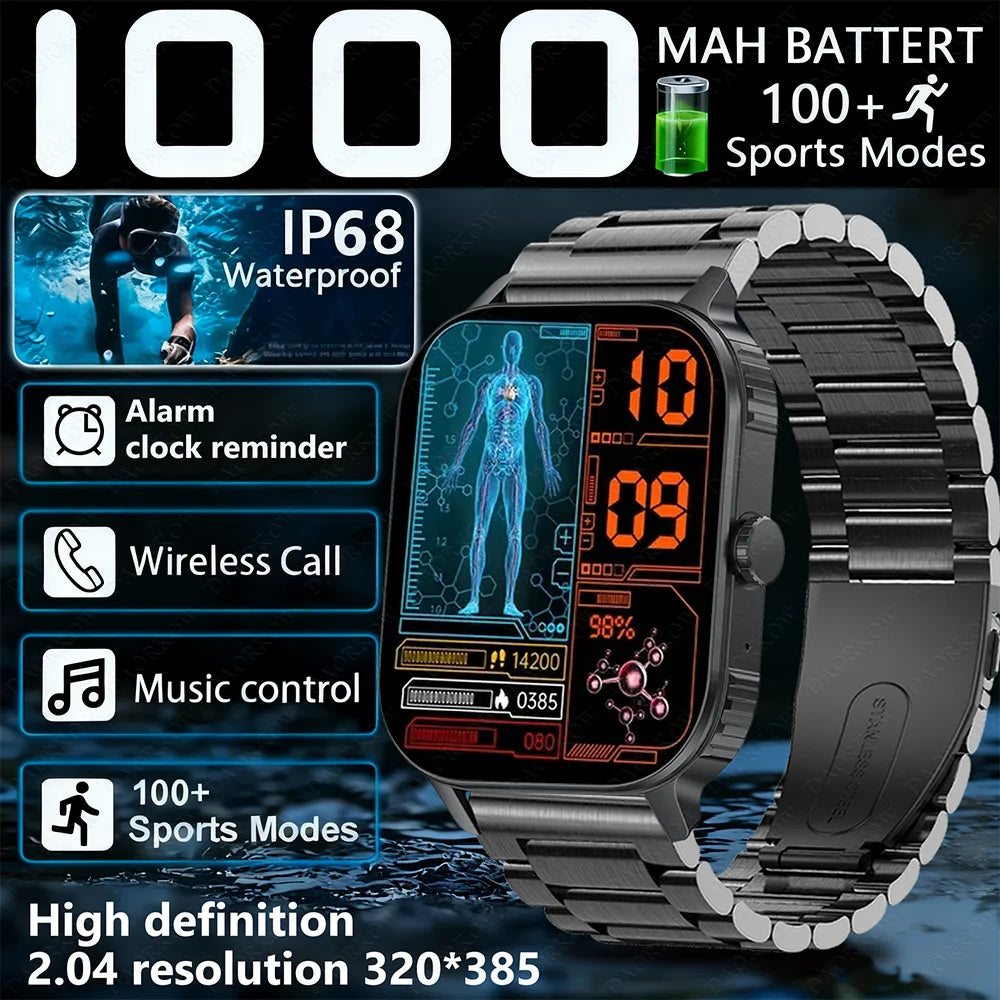 DAORKOW's new large-battery watch, 1000mAh, Bluetooth call, heart rate, blood pressure, and smartwatch for both men and women