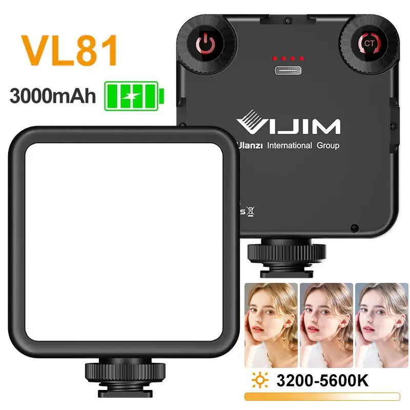 VIJIM VL81 LED Video Light 3200-5600K Camera Light 850LM 6.5W With Cold Shoe Mini Vlog Fill Light 3000mAh Panel Lamp Photography