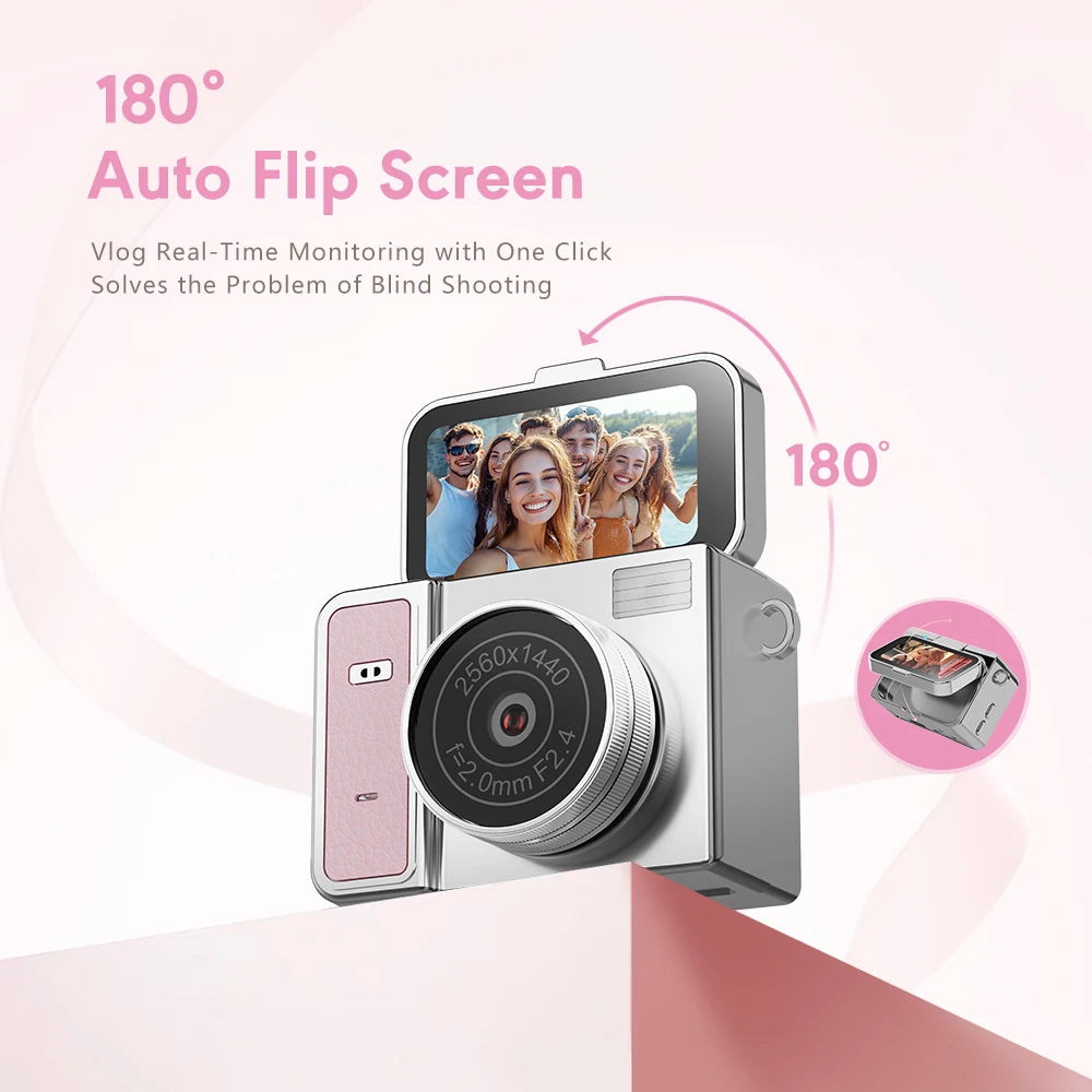 S162 Llavero con cámara de pulgar, pantalla giratoria de 1,47 pulgadas, mini cámara de acción estilo retro 2K, videocámara muy pequeña, grabadora de video 2026 NUEVO