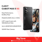 [World Premiere] CUBOT MAX 5, Android Smartphone 5G, Dimensity 8200, 6.95" 144Hz Large Screen, 24+256GB,Gaming Phone,Add to Cart