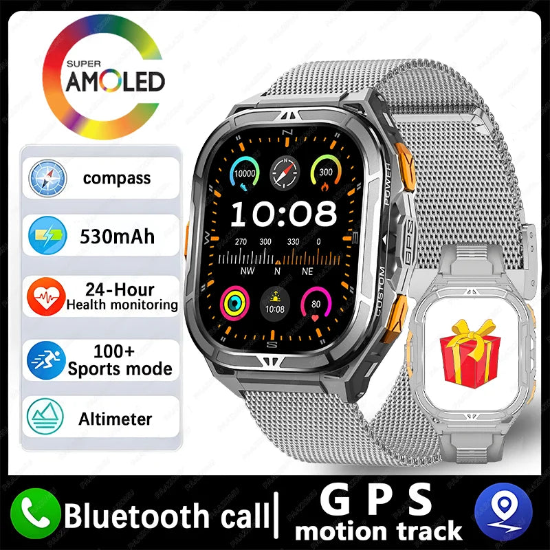 2025 New Dual Frequency GPS Outdoor SmartWatch Compass Altitude Air Pressure 5ATM Waterproof Sports SmartWatch for Men and Women