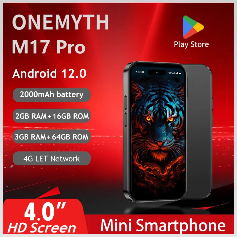 ONEMYTH M17 Pro Mini Smartphone 4.0-inch 2000mAh Dual SIM 4G LTE 2GB+16GB 3GB+64GB Android Ideal Gift Backup Phone