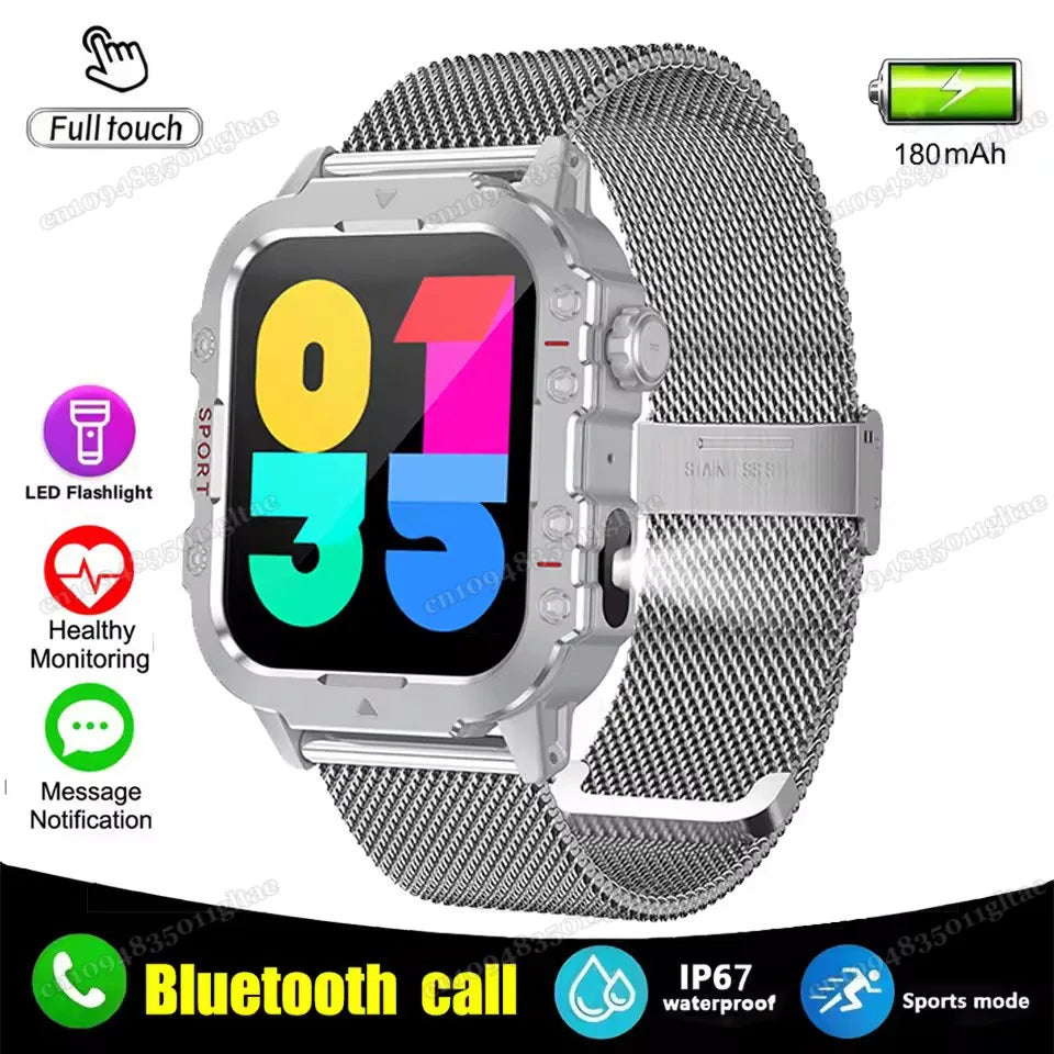 Militar Reloj Inteligente para Hombre, GPS, Linterna, Llamadas Bluetooth, Pantalla AMOLED de 2.01", 5 ATM Sumergible, Reloj Deportivo Inteligente