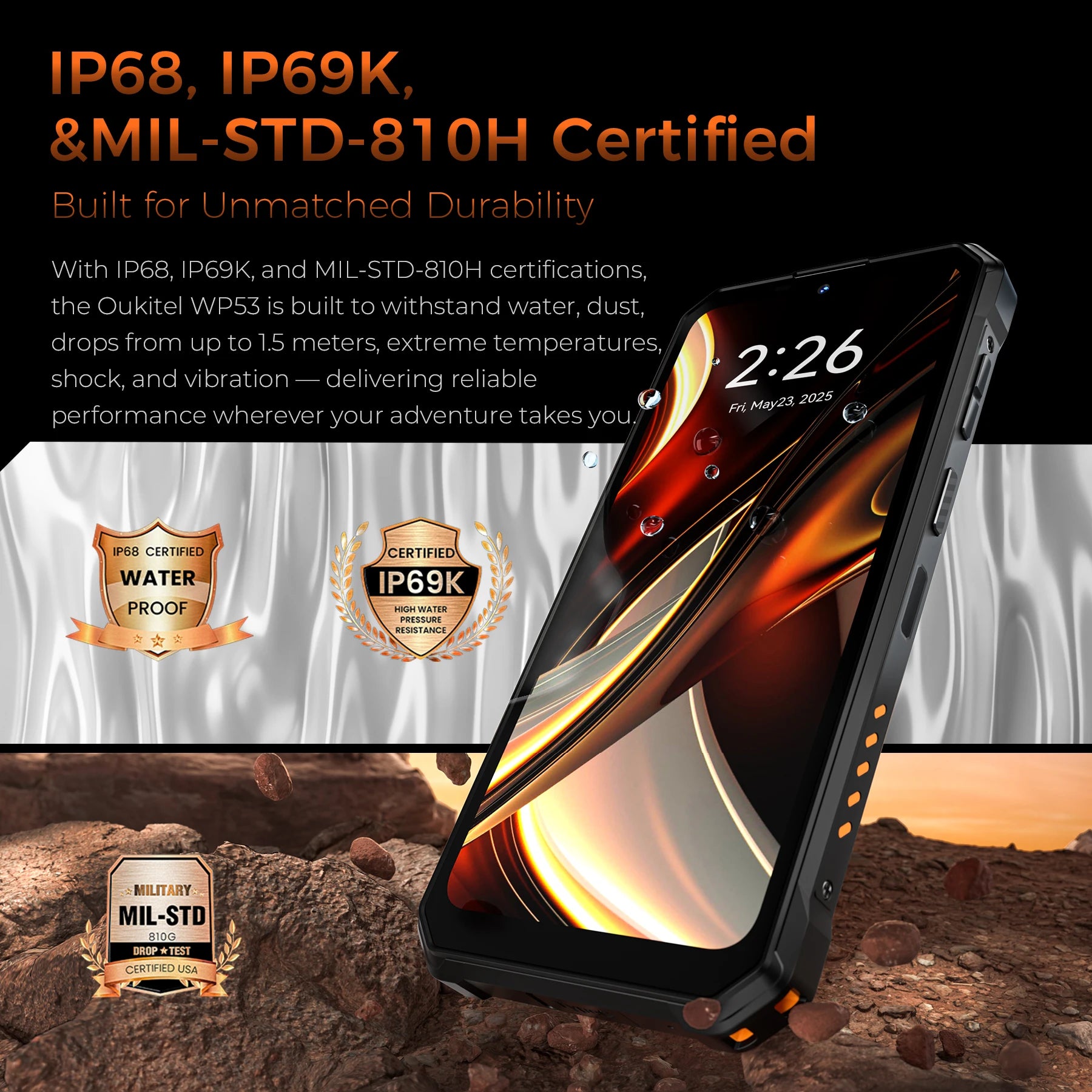 【World premiere】OUKITEL WP53 Rugged Phone, 24GB+128GB, 11000mAh, Android15, Smartphone, 6.52", NFC, Cell Phone, 13MP Camera