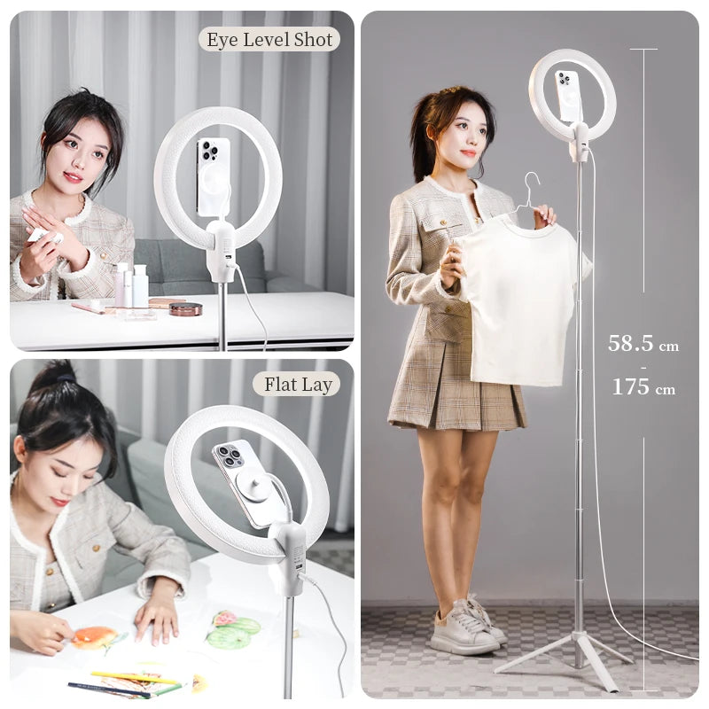 Ulanzi LT030 Ring Video Light Angel Height Adjustable Bi-color Ring Light Kit 3000K-6000K Ring Light with Remote Control