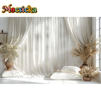 Mocsicka Photography Background White Indoor Window Floral Adult Birthday Wedding Maternity Portrait Decor Backdrop Photo Studio