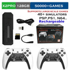 The X2 Pro video game console comes with 50,000 retro games and over 40 emulators, and is compatible with PS1/N64/PSP.