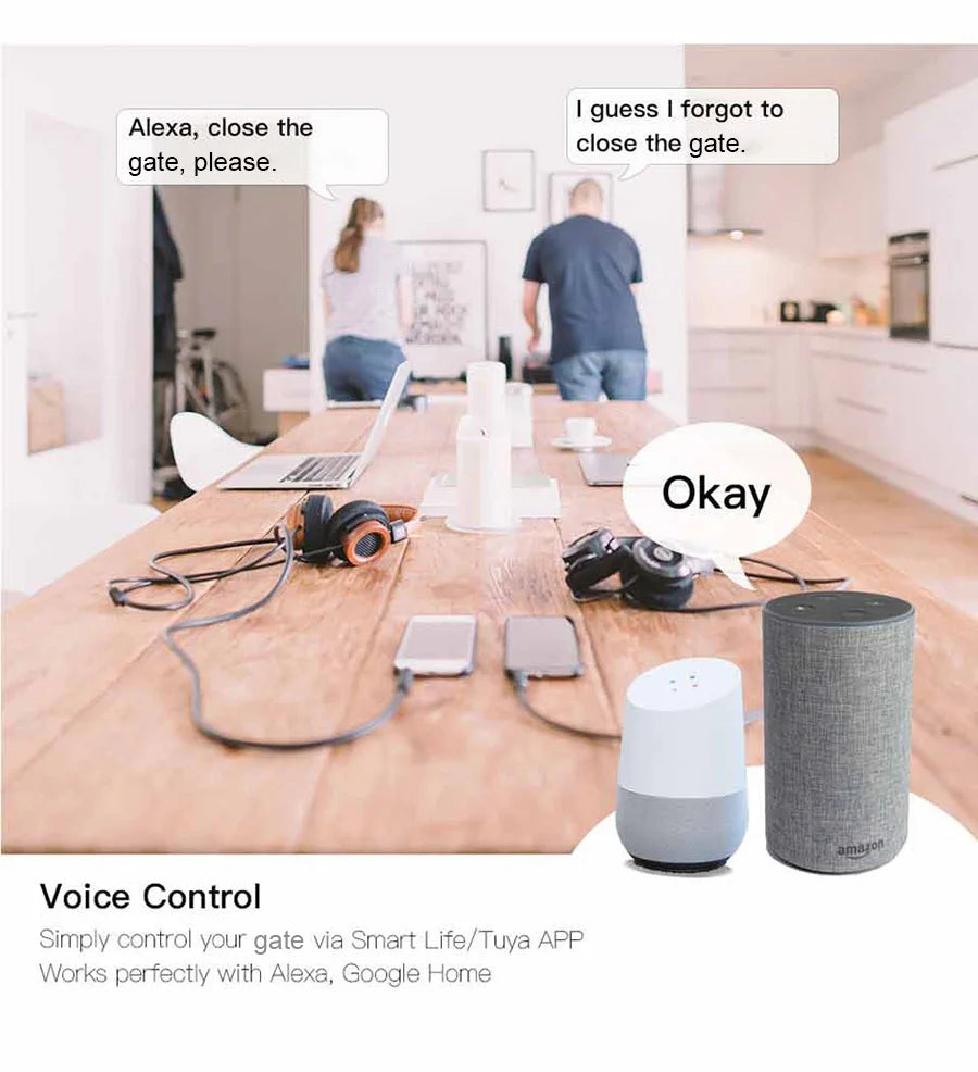 Smart Life WiFi Motorized Swing Gate Sliding Gate Opener Dry Contact 110V 240V Voice Control Works with Tuya  Google Home