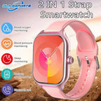 New Double Strap Smart Watch 1.75" AMOLED Screen Voice Assistant Bluetooth Call Men Women Smartwatch Heart Rate Sleep Monitoring