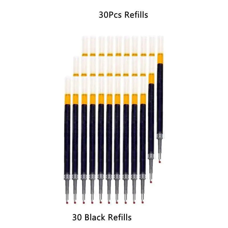 13/30PCS Gel Pens Refills Set Kawaii Stationery Writing Pen Black/Red/Blue Ink 0.5 mm Ballpoint Pen Office School Supplies Tools
