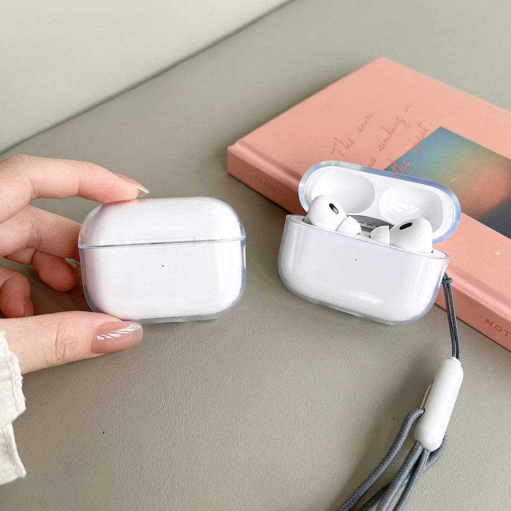 Transparent Earphones Case For Airpods 4 Pro 1 2 3 Earbuds Soft TPU Cases For Airpods 4 With Lanyard Strap Protective Cover