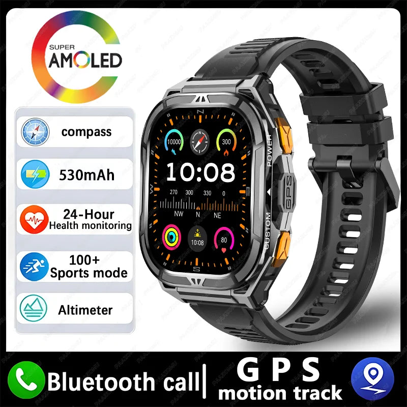 2025 New Dual Frequency GPS Outdoor SmartWatch Compass Altitude Air Pressure 5ATM Waterproof Sports SmartWatch for Men and Women