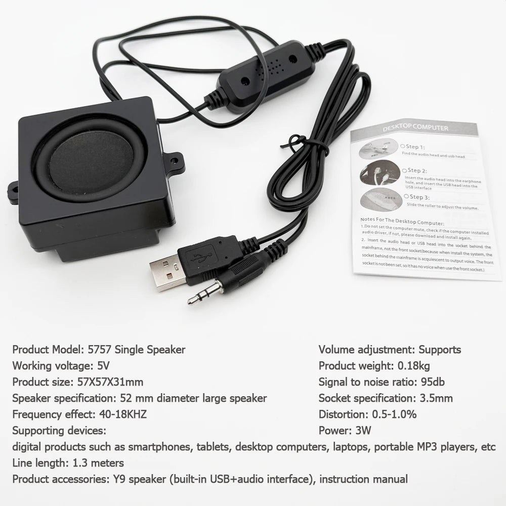 USB mini speaker for computer Surround stereo adhesive style Mini Portable speaker plug and play