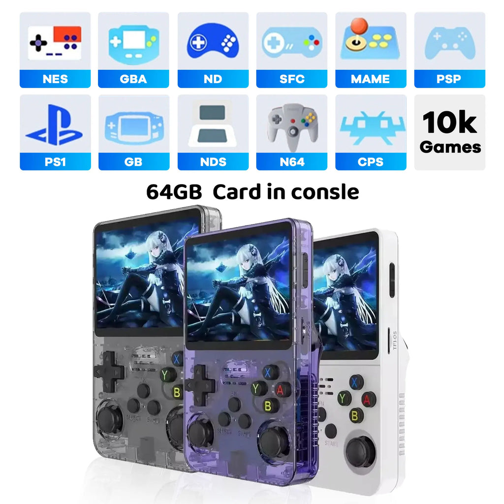 Open Source R36 64G Handheld game console 64G best Games  Linux System 3.5