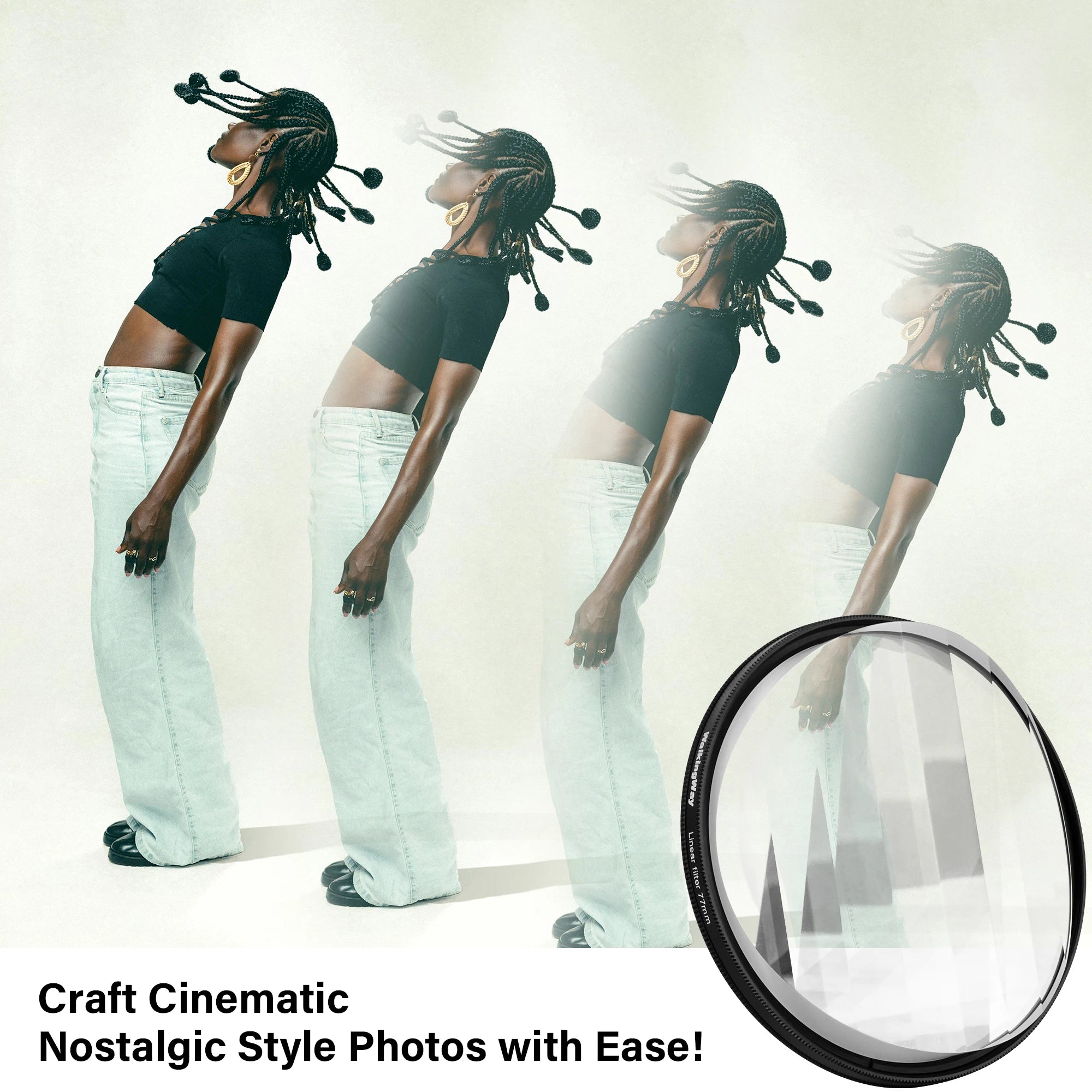 Walking Way Linear Prism Photography Filter for Camera Lenses Special Effects Creative Glass Filter Foreground Blur Film Props