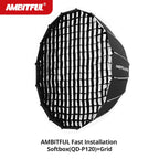 AMBITFUL QD-P70 70CM QD-P90 90CM QD-P120 120CM Quickly Release Parabolic Deep Softbox Grid for Bowens Elincrhom Mount