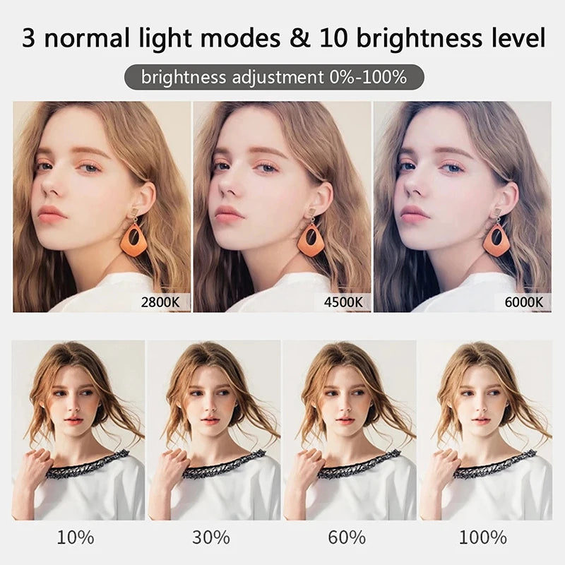 26cm LED Selfie Ring Light Dimmable Led Photography RingLight With Tripod & Phone Stand for Youtube Video Live Makeup Fill Lamps