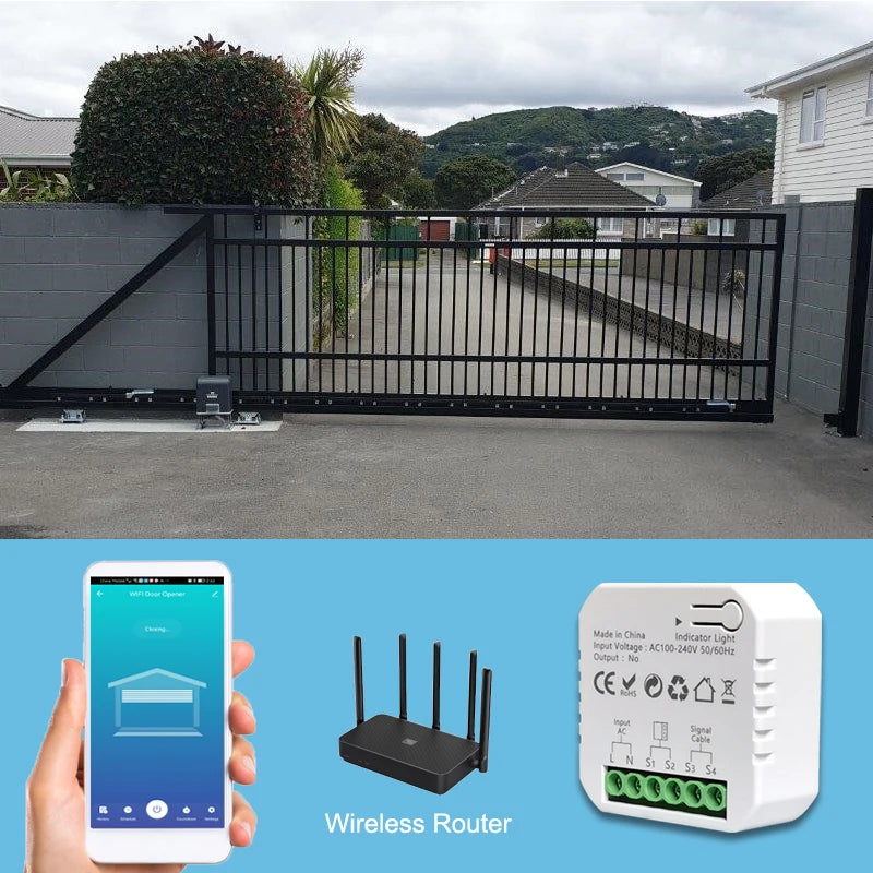 Smart Life WiFi Motorized Swing Gate Sliding Gate Opener Dry Contact 110V 240V Voice Control Works with Tuya  Google Home