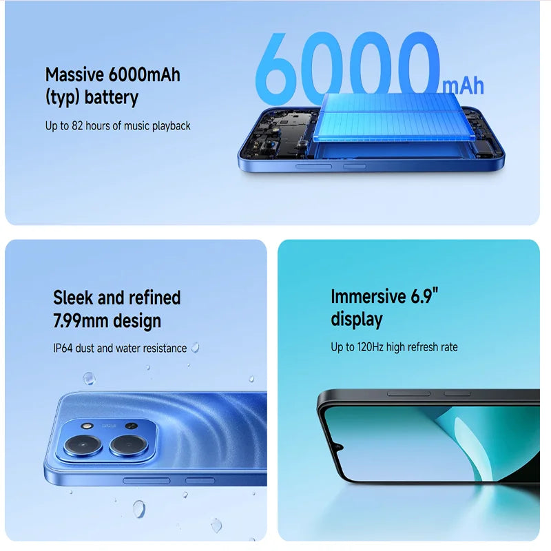 Global Version Redmi 15C 4G NFC Mobile Phone 50MP AI Dual Camera 6000mAh 33W Fast Charging Cellphone Smartphone 4G + 256GB