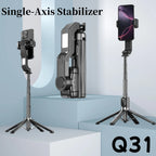 Q31 Single-Axis Stabilizer Selfie Stick Tripod Smart and stable mobile phone holder with Fill Light for Smartphone