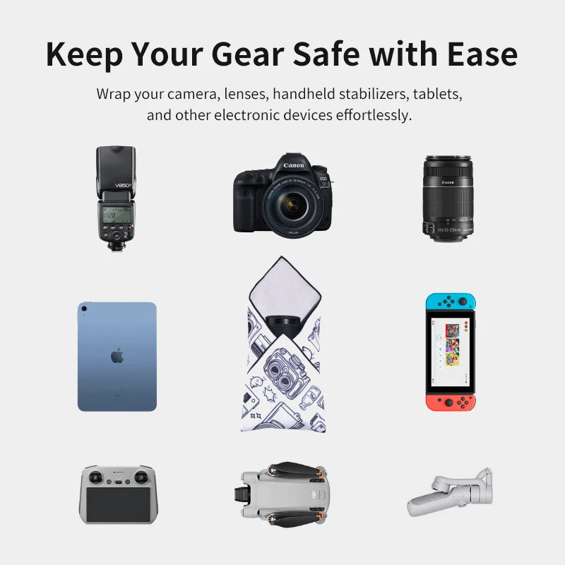 Ulanzi Protective Wrap for Camera Lenses Handheld Stabilizers Tablets Self-Secured Hook & Loop Double-Sided Printing Magic Cloth