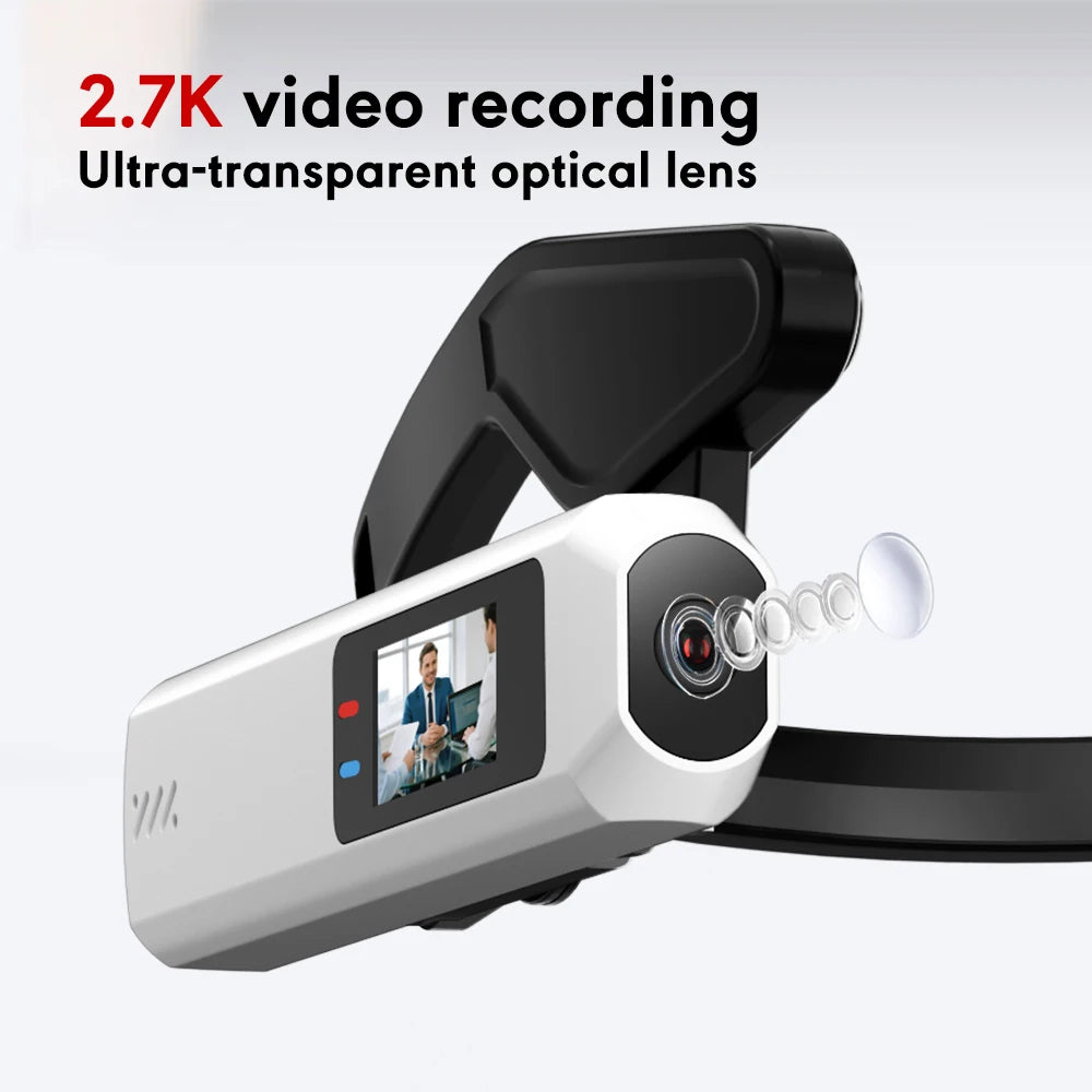 Cámara portátil mini HD 2.7K/60FPS/60FPS, cámara ponible, lente gran angular de 110°, aplicación WiFi, videocámara, cámara deportiva montada en la cabeza