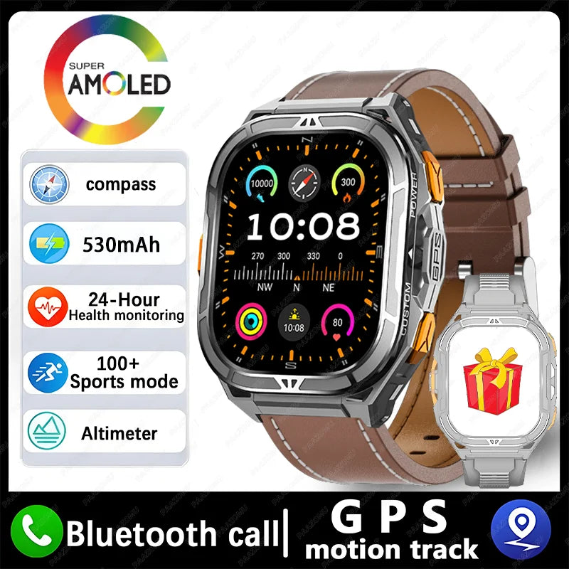 2025 New Dual Frequency GPS Outdoor SmartWatch Compass Altitude Air Pressure 5ATM Waterproof Sports SmartWatch for Men and Women