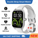 New Double Strap Smart Watch 1.75" AMOLED Screen Voice Assistant Bluetooth Call Men Women Smartwatch Heart Rate Sleep Monitoring