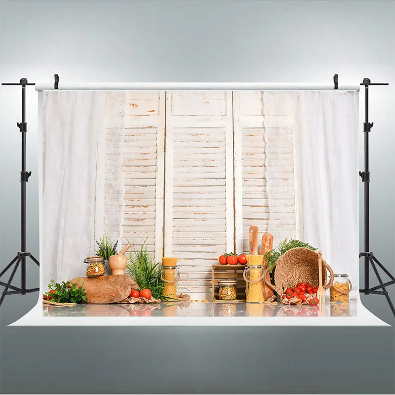 Studio Baby Child Toddler Chef Bakery Kitchen Cooking Scene Photography Backdrops Cake Smash Birthday Portrait Photo Background