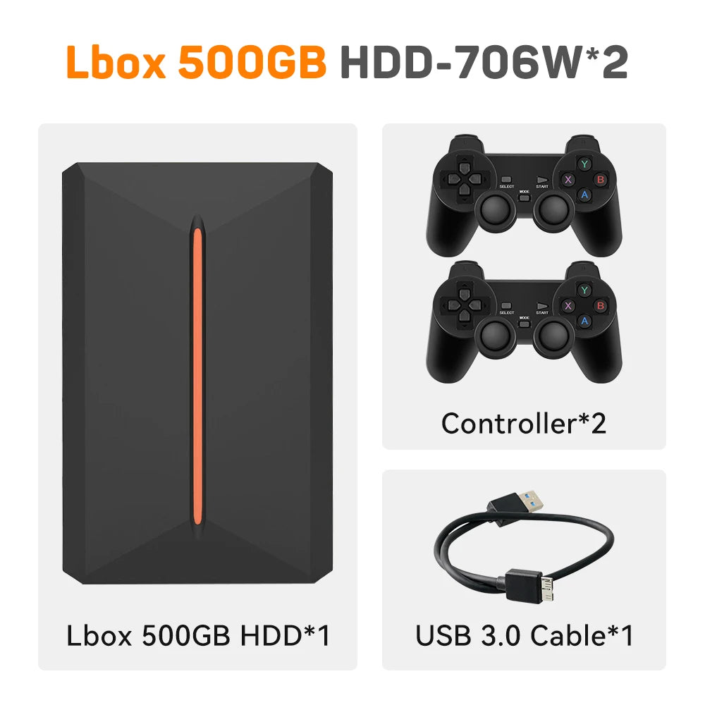 JMachen 500GB Game Hard Drive Launchbox Portable Gaming HDD with 3700+PC/3D Games for PS4/PS3/PS2/Wii/WiiU/Switch Game Console