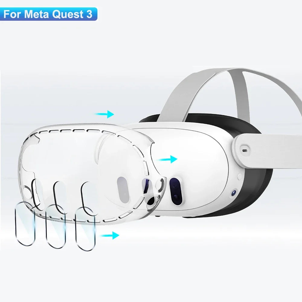 Estuche Transparente Para Accesorios De Meta Quest 3, Cubierta Protectora Para Auriculares VR, Protector De Lente De Cámara, Cristal Templado Para Quest3
