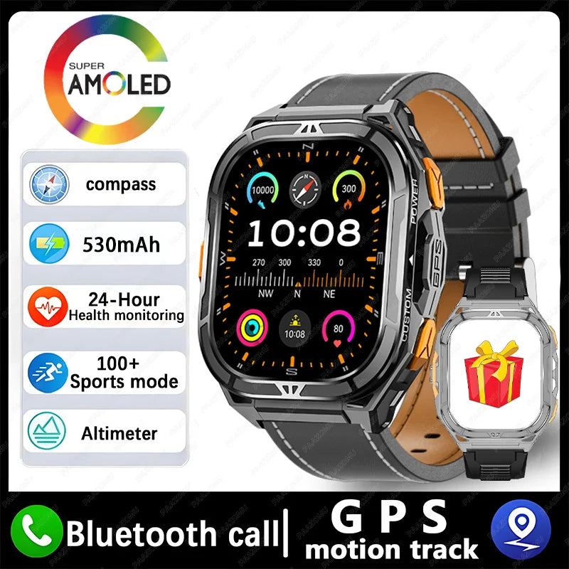 2025 New Dual Frequency GPS Outdoor SmartWatch Compass Altitude Air Pressure 5ATM Waterproof Sports SmartWatch for Men and Women