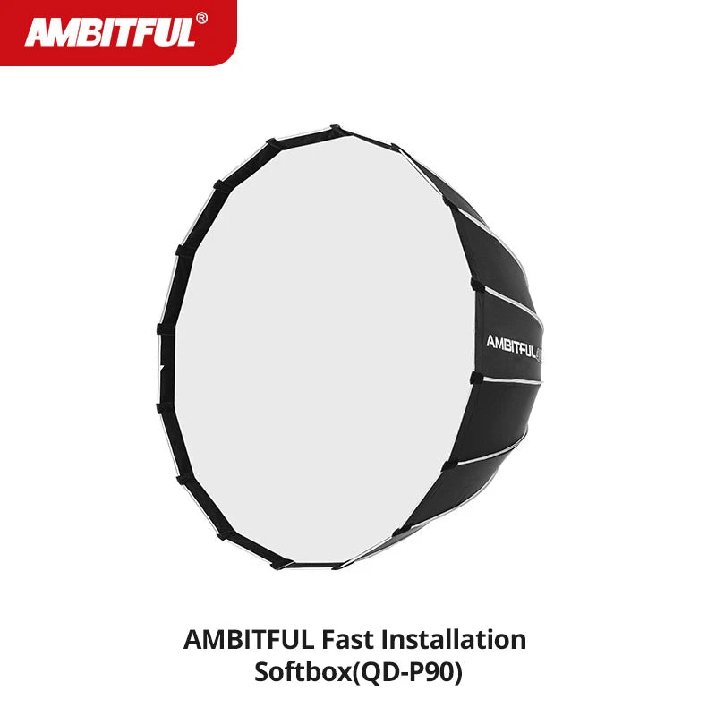 AMBITFUL QD-P70 70CM QD-P90 90CM QD-P120 120CM Quickly Release Parabolic Deep Softbox Grid for Bowens Elincrhom Mount