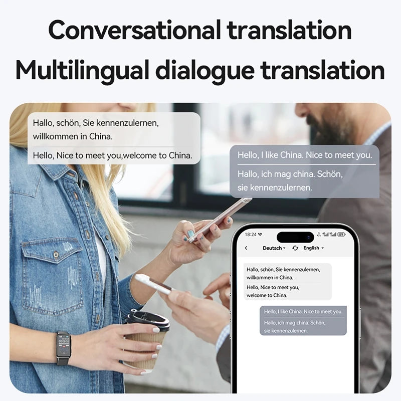 Smart Recording Watch AI Recorder Intelligent Real-time Transcription Translation Conversation Recording Bracelet APP Control