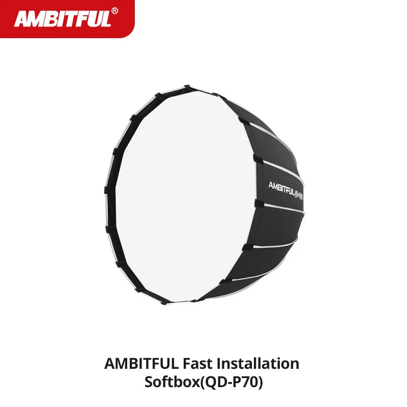 AMBITFUL QD-P70 70CM QD-P90 90CM QD-P120 120CM Quickly Release Parabolic Deep Softbox Grid for Bowens Elincrhom Mount