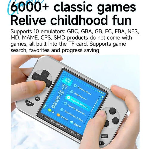 6000 in 1 Open Source Handheld Game Console forMagsafe 15W Fast Charging PowerBank Linux System 1:1 Inch IPS Screen Classic Gift
