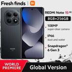 【World Premiere】Global Version Xiaomi Redmi Note 15 5G Snapdragon® 6 Gen3 Cellphone 6.77" AMOLED display 108MP camera 5520mAh