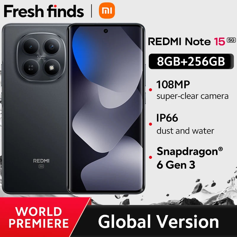 【World Premiere】Global Version Xiaomi Redmi Note 15 5G Snapdragon® 6 Gen3 Cellphone 6.77" AMOLED display 108MP camera 5520mAh