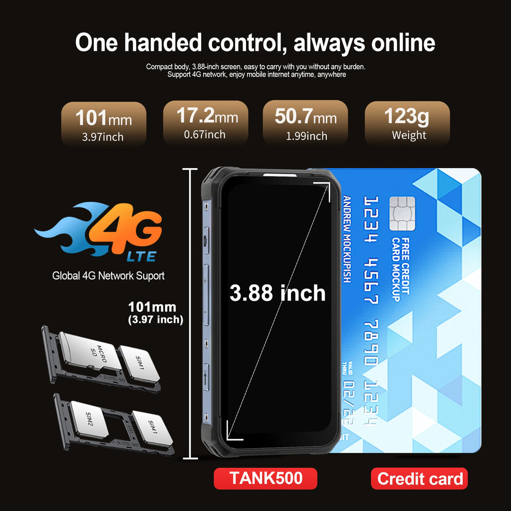 SERVO TANK500 4G LTE Mini Rugged Smartphone Android 12 OS 6GB+128GB PTT WiFi Dual SIM Card IP68 Waterproof Small Smart Cellphone