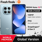 【World Premiere】Global Version Xiaomi Redmi Note 15 5G Snapdragon® 6 Gen3 Cellphone 6.77" AMOLED display 108MP camera 5520mAh