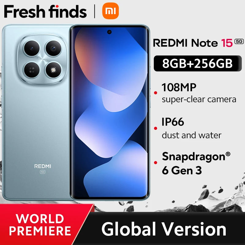 【World Premiere】Global Version Xiaomi Redmi Note 15 5G Snapdragon® 6 Gen3 Cellphone 6.77" AMOLED display 108MP camera 5520mAh