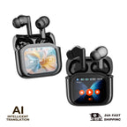 Auriculares de Traducción con Pantalla Táctil 2 Piezas, 144 Idiomas, Auriculares Traductores Bidireccionales en Tiempo Real, Auriculares Bluetooth para Viajes de Negocios