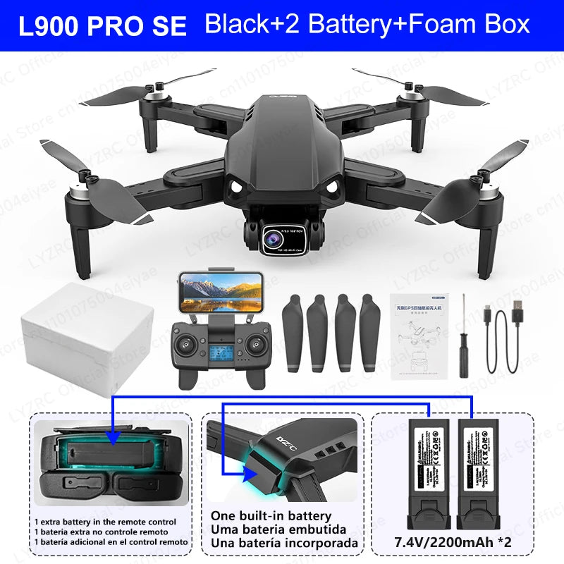 LYZRC Brushless Motor GPS L900 PRO SE Drone 90° Remote Control 4K HD Professional Dual Camera Foldable 5G Wifi FPV RC Quadcopter