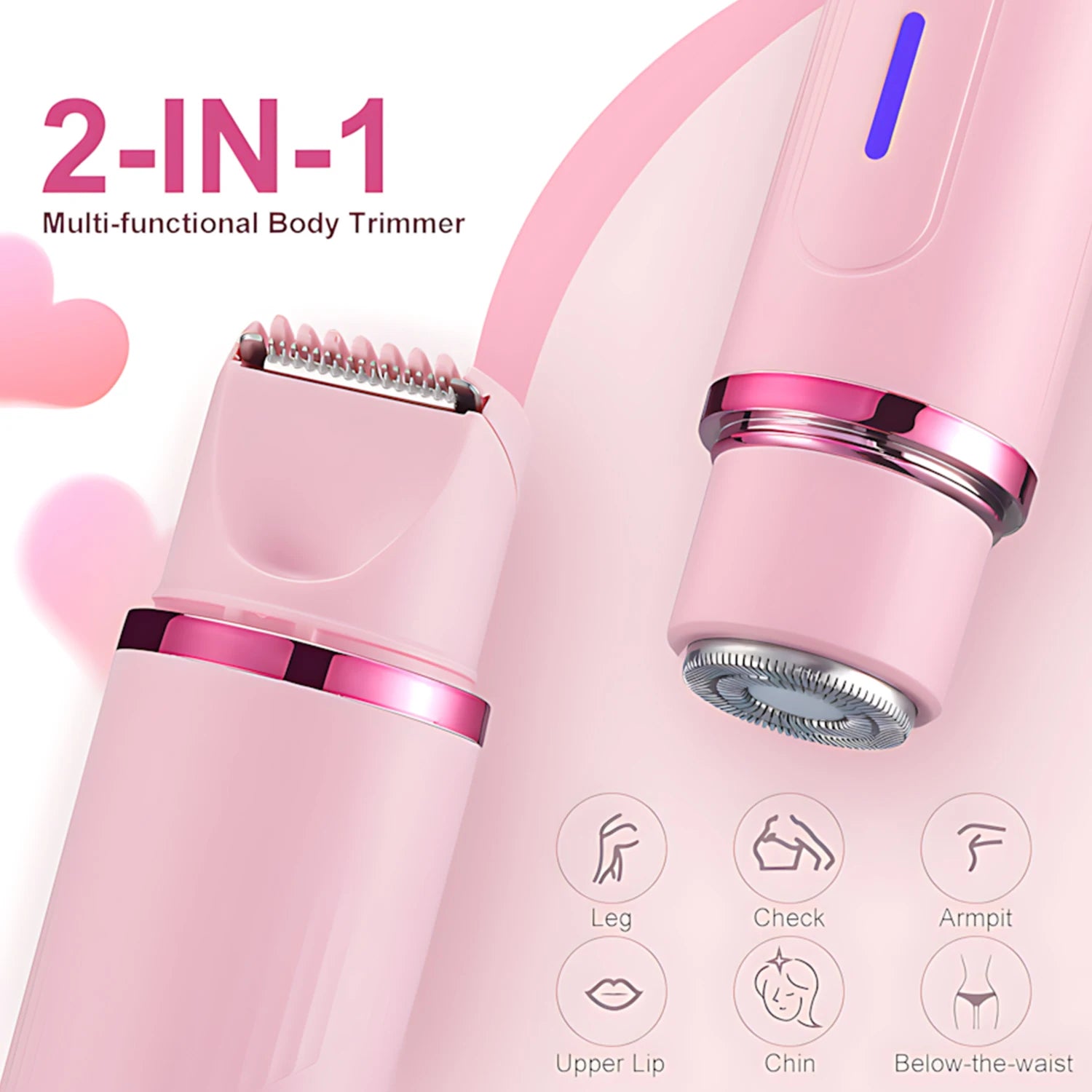 Woman Hair Trimmer Electric Razor,Dual-Head 2 IN 1 Design,Female Shaver For Underarm Arm Leg Bikini Groin Hair Groomer Epilators