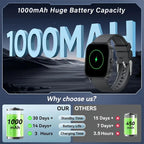 DAORKOW's new large-battery watch, 1000mAh, Bluetooth call, heart rate, blood pressure, and smartwatch for both men and women