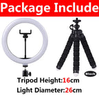 26cm LED Selfie Ring Light Dimmable Led Photography RingLight With Tripod & Phone Stand for Youtube Video Live Makeup Fill Lamps